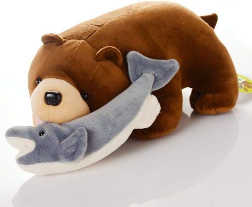 Amazon 北海道限定ベア 木彫り熊風 鮭喰くまさんぬいぐるみ ソフトタイプ ぬいぐるみ おもちゃ