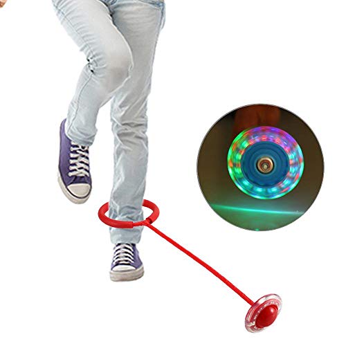Leegoal Flashing Jumping Ring, Colorful Dancing Fitness Ankle Skip Balls Outdoor Indoor Funny Toy for Children Adult (Red)