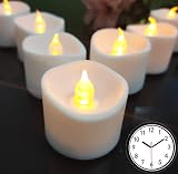 Jialine LED Tea Lights with Timer 12 Pack Warm Yellow Flicker 18 Hour Cycle