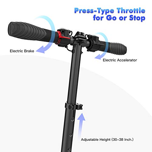 MEGAWHEELS Electric Scooter, 8 Miles Long-Range Battery, Up to 14 MPH, 5.5 Inch Shock Absorbing Rear Tire, Portable and Folding Design, Ultra-Lightweight Kick Scooter for Adults and Kids, Black - Thumbnail 3