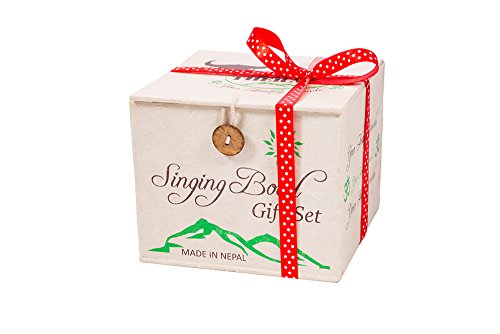 Tibetan Handmade Singing Bowl Set By YAK THERAPY - Om Mani Padma Hum - Excellent Resonance Healing & Meditation Yoga Bowl with Mallet, Silk Cushion, & Silk Bag - Crown Chakra Balancing - Made in Nepal - Thumbnail 2