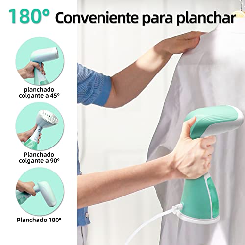 Summala - Plancha de Vapor para Ropa Vertical, Vaporizador Portátil, Plancha de Viaje de Calentamiento Rápidocon Tanque de Agua de 300 ML, Ideal para Vacaciones En El Hogar Y Viajes de Negocios（Verde)