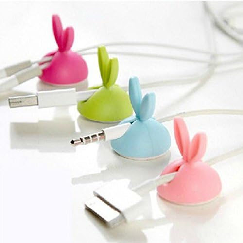 Pretty Rabbit Cable Drop Clip Tidy Organiser Wire Cord USB Charger Holder 4pc T