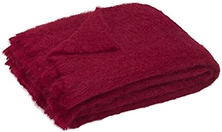 Luxury 100% Fine Mohair Throw Blankets – Exclusive Designer Accent Throws Made in New Zealand, Heirloom Quality In 30 Solid Colors (Cranberry)