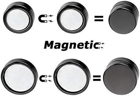 Aroncent 8pcs Black Circle Magnetic Clip On Non Piercing Stud Earrings for Men Women 6-12 MM - Image 5