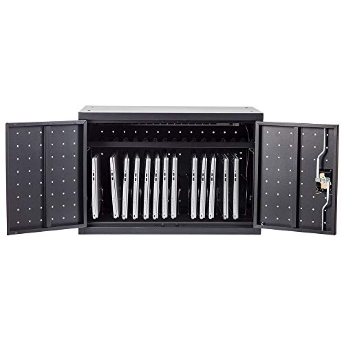 Pearington 16 Bay Classroom and Office Table Top Charging Cart for Chromebooks, iPad, Tablets, and Laptop Computers with Secure Storage - Store up to 17" Size Computer or Tablet