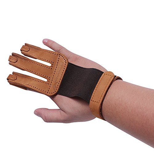 image for Huntingdoor Archery 3 Strap Leather Archery Arm Guard Bracers Finger T