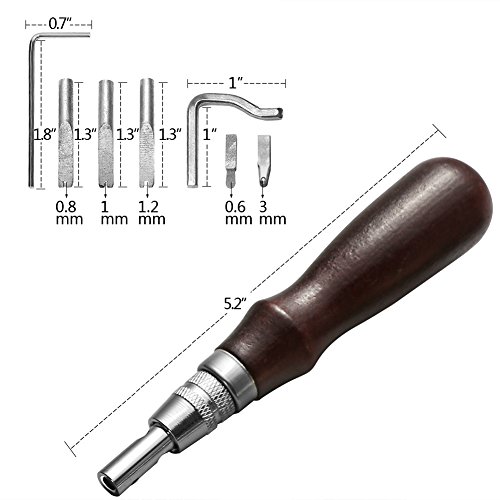 YISUN Leather Sewing Tools 48 Pieces Leather Tools Craft DIY Hand Stitching Kit with Groover Awl Waxed Thimble Thread for Sewing Leather, Canvas or Other Leathercraft Projects