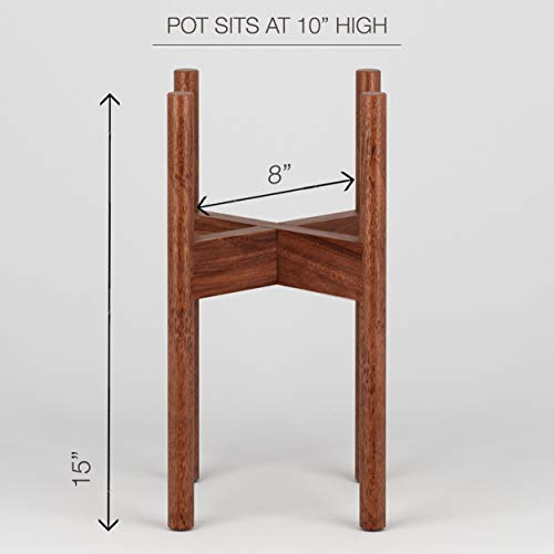 Fox & Fern Plant Stand - Adjustable Width 8" up to 12" - Solid Walnut - EXCLUDING Ceramic Planter