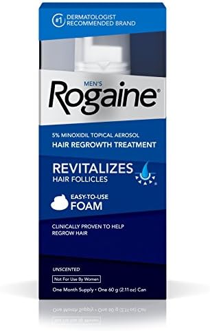 Men's Rogaine 5% Minoxidil Foam for Hair Loss and Hair Regrowth, Topical Treatment for Thinning Hair, 1-Month Supply