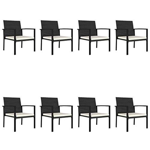 vidaXL Gartenmöbel 9-TLG. Sitzgruppe Gartengarnitur Gartenset Sitzgarnitur Esstisch Gartenstuhl Tisch Gartentisch Stühle Poly Rattan Schwarz – Bild 6