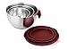AVACRAFT 18/10 Stainless Steel Mixing Bowls with Lids, non slip silicone base bowls with Handle, Mixing Bowl Set with Pour Spouts & Measurement Marks, Home Essentials Cooking Bowls, (Red)