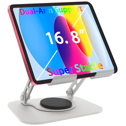 TAPMEI Tablet Stand Dual-Arm Support Silvery