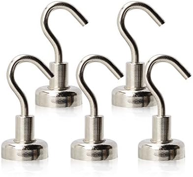 Magnetic Hook Powerful 20 LB Indoor/Outdoor Strong Magnet Hooks Powerful Kitchen Refrigerator Hook Neodymium Heavy Duty Non Scratch 5 Pack GREEN BIRD
