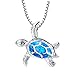 Morenitor 925 Sterling Silver Necklace with Created Opal Turtle Pendant Jewelry for Women Gift, 18 inches