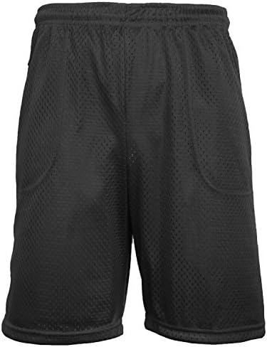 LA Gen Mens Athletic Mesh Shorts Pockets Plain Workout Jersey Sports Basketball Gym Fitness Active Soft (Large, Black)