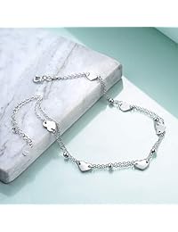 YFN - Pulsera tobillera de plata de ley con diseño de concha de mar y estrellas de mar