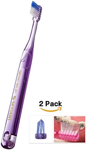 Sky Orthodontic Toothbrushes[2 Packs] V Trim Cleaning for Braces Wires Brackets (Ortho NO.21)