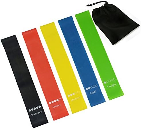 Ziiyan Set of 5 Loops Exercise Resistance Bands, Workout Stretching Latex Loop with Carry Bag