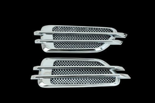 Paramount Restyling 61-0120 Chrome Fender Overlay - Small Single Bar-Wire Mesh Style-Sharp Edge Perimeter - Pair