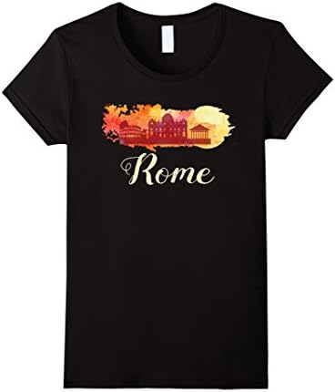 Womens Rome Shirt: Watercolor City Skyline Italy State T-Shirt Small Black