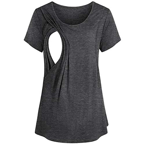 Rambling Fashion Women's Casual Loose Short Sleeve Maternity Layered Nursing Tops for Breastfeeding - Thumbnail 3