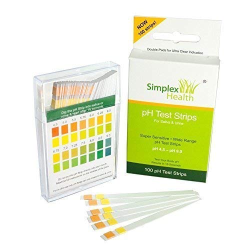 SimplexHealth pH Test Strips pH 4.5 - pH 9.0 for Urine and Saliva with Dual Pad