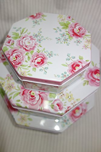 Elegant empty storage tins, shabby chic, octagon shape …