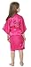 Joytton Girl's Satin Kimono Robe with Embroidered Flower Girl(8,Fuchsia)