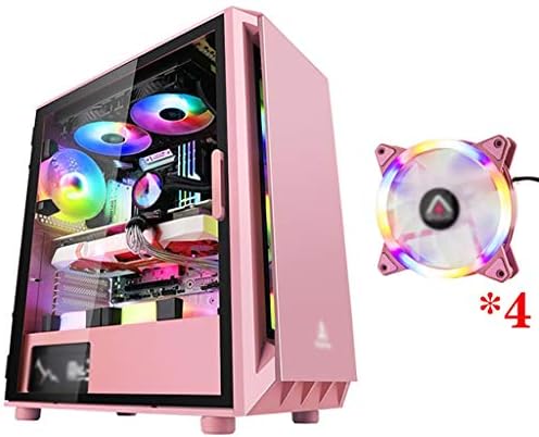 ピンクのゲーミングケース ミッドタワーatx M Atx Itx Pcゲームコンピュータケース デスクトップpcのコンピュータ用磁気ガラスサイドプレート Usb 3 0 扇風機で着色ライト Size 4fan Enlargeweb Com
