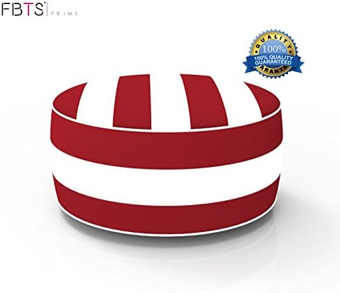 FBTS Prime Outdoor Inflatable Ottoman Red and White Stripe Round 21x9 Inch Patio Foot Stools and Ottomans Portable Travel Footstool Used for Outdoor Camping Home Yoga Foot Rest
