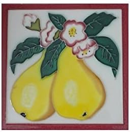 CCWT Pear Fruit Decorative Wall Ceramic Art Tile 4x4