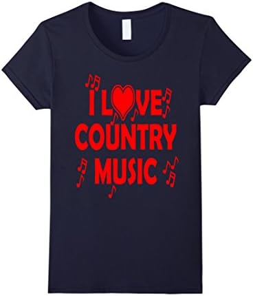 Women's I Love Country Music Gifts Shirts Medium Navy