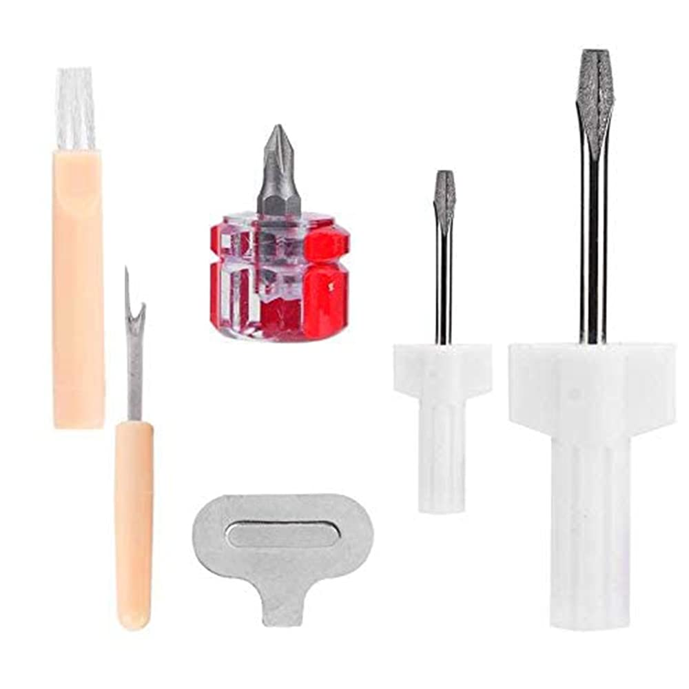 1 Set Sewing Machine Repair Kit - Tool Set Include Screwdriver, Thread Removal Slot Screwdriver and Cleaning Brush - Suitable for Machine Cleaning and Repair