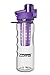 Zoma 25oz Fruit Infuser Water Bottle - Leak Free Locking Cap - BPA Free Tritan Plastic - Sport Spout - Carrying Loop and Finger Grips for Easy Transport
