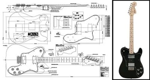 Plan of Fender Telecaster Deluxe Electric Guitar - Full Scale Print