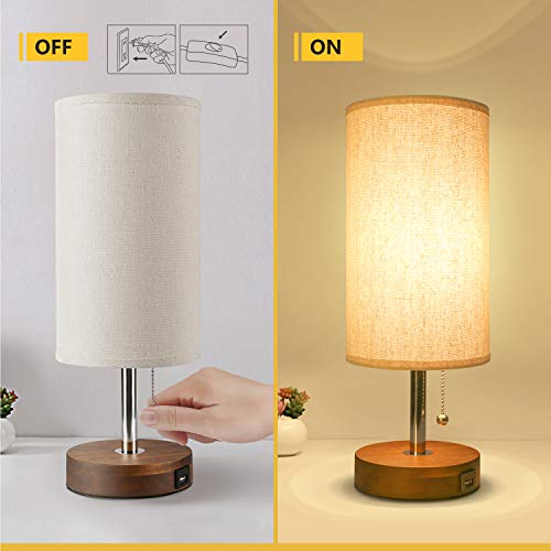 USB Table Lamp, Seealle Modern Nightstand Lamp Bedside Desk Lamp with