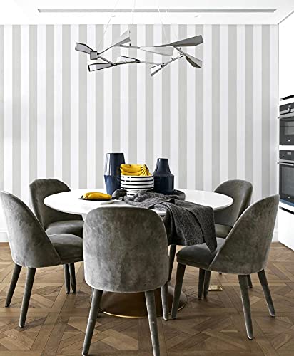 Guvana Gray and White Wallpaper Stripe Peel and Stick Wallpaper Self-Adhesive Contact Paper 118\