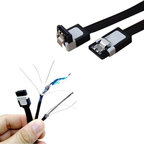 Chezaa Hard Drive Data Cable, 2Pcs SATA 3.0 III SATA3 6Gb/s SSD Hard Drive Data Direct/Right Angle Cable (Black)