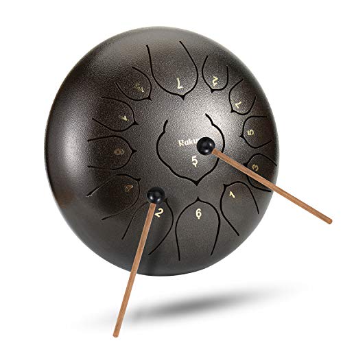 12 Inch 13 Note Steel Tongue Drum Percussion Instrument Lotus Hand Pan Drum with Drum Mallets Carry Bag - Thumbnail 6