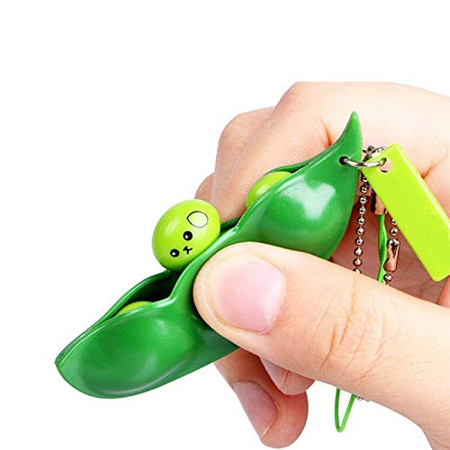 Anpole Fidget Bean Toy,5 Pack Squeeze-a-Bean Puchi Puti Mugen Edamame Keychain Keyring Extrusion Bean Pea Soybean Stress Relieving Chain Toys (7 pcs)