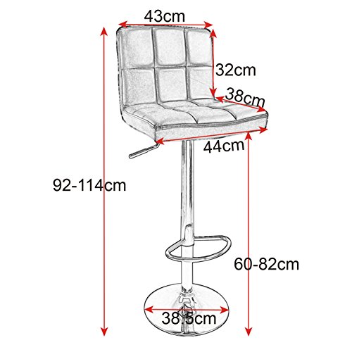 WOLTU® 1 x Barhocker Barstuhl Tresenhocker Stuhl drehbar und höhenverstellbar Tresen Hocker Kunstleder Weiss 9108-1 – Bild 4