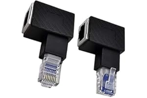 Traovien RJ45 Ethernet Adapter, 90 Degree Angle Cat5e/Cat6 Ethernet RJ45 8P8C Male to Female Network Adapter Connector for Co