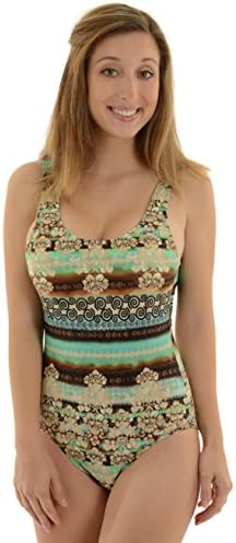 Alianae Women's 1 Piece Floral Print Bathing Suit Scoop Tank Swimsuit Sizes: 8