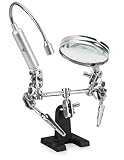 Ram-Pro Helping Hand Magnifier Glass Stand with Flexible Neck LED Flashlight & Alligator Clips - 3x Magnifying Lens, Perfect for Soldering, Crafting & Inspecting Micro Objects