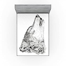Ambesonne Wolf Fitted Sheet Set, Hand Drawn