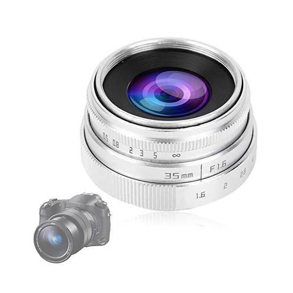Kameraobjektiv, 35 mm F1.6 CCTV C-Mount Manuelles Digitales Objektiv mit Fester Apertur für Sony NEX, M4/3, FX(Silber) – Bild 6