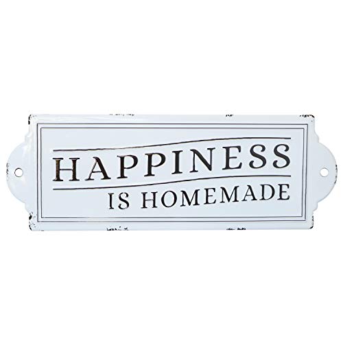Barnyard Designs Happiness is Homemade Enamel Wall Sign Rustic Vintage Inspirational Quote Home Decor 24” x 8.25”