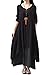 Romacci Women Boho Dress Casual Irregular Maxi Dresses Layer Vintage Loose Long Sleeve Linen Dress with Pockets,XX-Large,Black