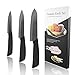 Dwave Ceramic Knife Set 3-Piece (Includes 6-inch Chef's Knife, 5-inch Utility Knife and 4-inch Fruit Paring Knife), with 3 Knife Sheaths for Each Blade (Black Blade)